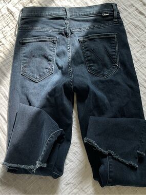 Mother Wash Denim Jeans with Raw Hem